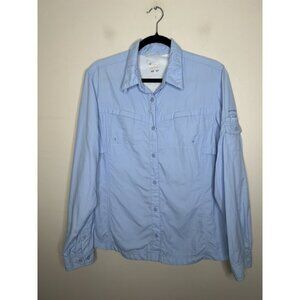 Womens Columbia Omni-Shade Top Roll Tab Long Sleeve Blue Button Down Size XL
